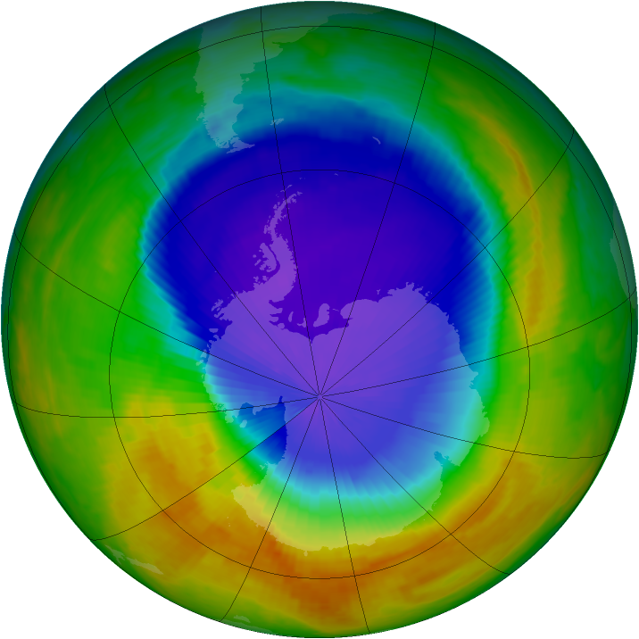 Antarctic ozone map for 17 October 2000